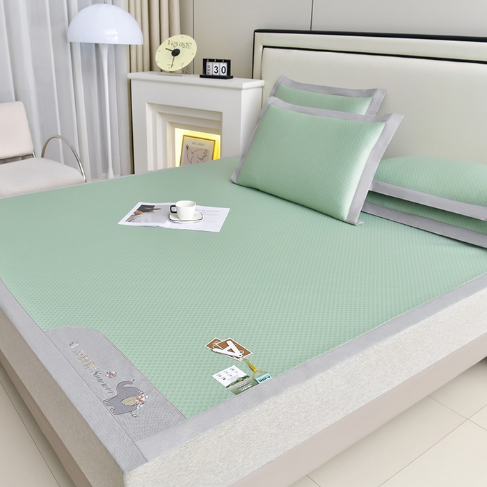 91家纺网 家纺一手货源 找家纺 小牛席业 2026新款小冰块大象凉感冰丝席凉席竹席藤席冰藤席乳胶席豆豆席 绿色