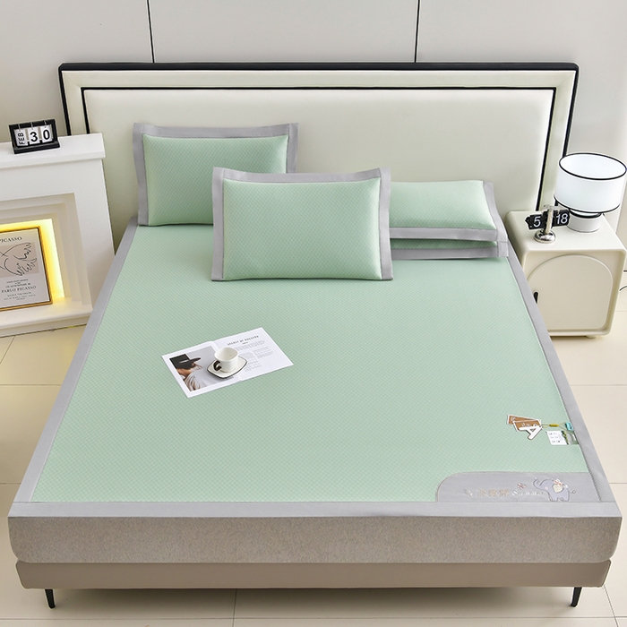 91家纺网 家纺一手货源 找家纺 小牛席业 2026新款小冰块大象凉感冰丝席凉席竹席藤席冰藤席乳胶席豆豆席 绿色