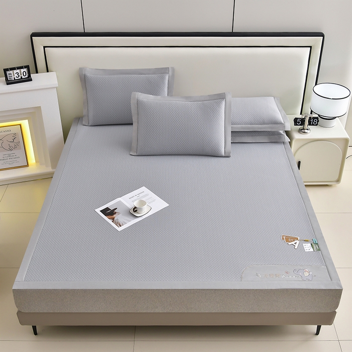 91家纺网 家纺一手货源 找家纺 小牛席业 2026新款小冰块大象凉感冰丝席凉席竹席藤席冰藤席乳胶席豆豆席 灰色