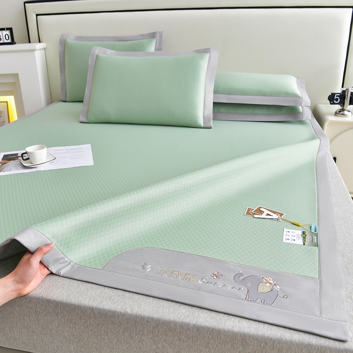 小牛席业 2026新款小冰块大象凉感冰丝席凉席竹席藤席冰藤席乳胶席豆豆席 绿色