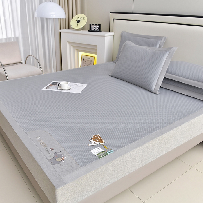 91家纺网 家纺一手货源 找家纺 小牛席业 2026新款小冰块大象凉感冰丝席凉席竹席藤席冰藤席乳胶席豆豆席 灰色