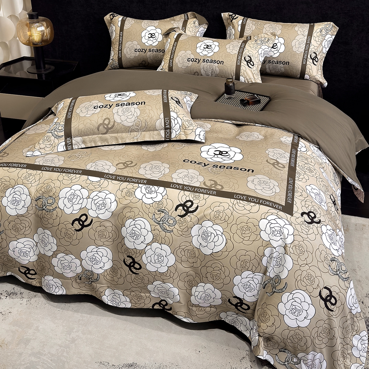 奥汀洛家纺 2026新款亲肤磨毛数码四件套 彩雅-驼