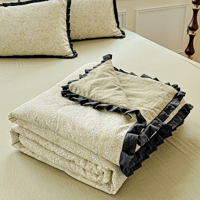 91家纺网 家纺一手货源 找家纺 （总）一比一家纺 2026新款木棉赫本风花边夏被夏凉被空调被