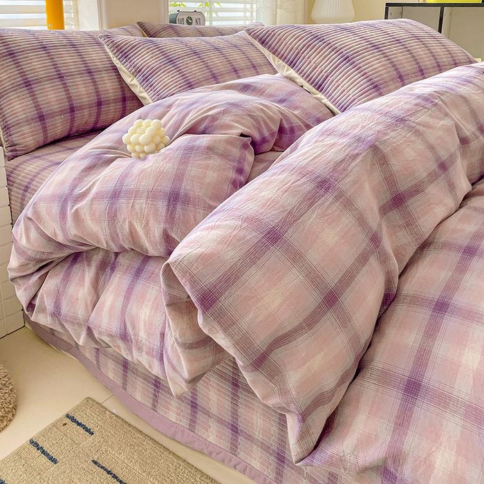 91家纺网 家纺一手货源 找家纺 （总）梦精灵家纺 2026新款全棉床盖单件色织水洗棉绗缝夹棉床单 四季通用榻米防滑学生宿舍单人被套枕套