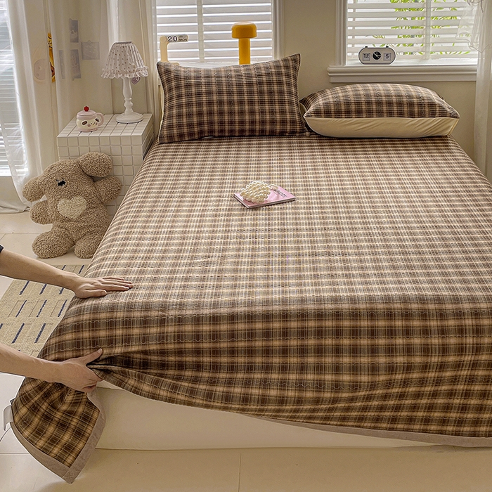 91家纺网 家纺一手货源 找家纺 （总）梦精灵家纺 2026新款全棉床盖单件色织水洗棉绗缝夹棉床单 四季通用榻米防滑学生宿舍单人被套枕套