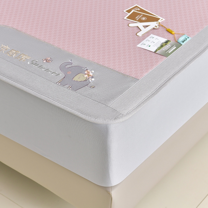 91家纺网 家纺一手货源 找家纺 小牛席业 2026新款小冰块大象凉感冰丝席（床笠款）凉席竹席藤席冰藤席乳胶席豆豆席 粉色