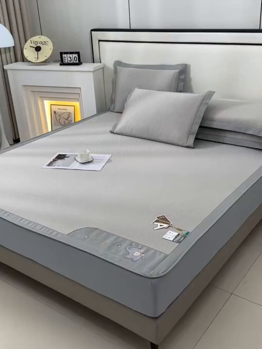 91家纺网 家纺一手货源 找家纺 小牛席业 2026新款小冰块大象凉感冰丝席（床笠款）凉席竹席藤席冰藤席乳胶席豆豆席 香槟