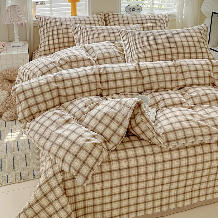 91家纺网 家纺一手货源 找家纺 梦精灵家纺 2026新款全棉床盖单件色织水洗棉绗缝夹棉床单 四季通用榻米防滑学生宿舍单人被套枕套 米兰米