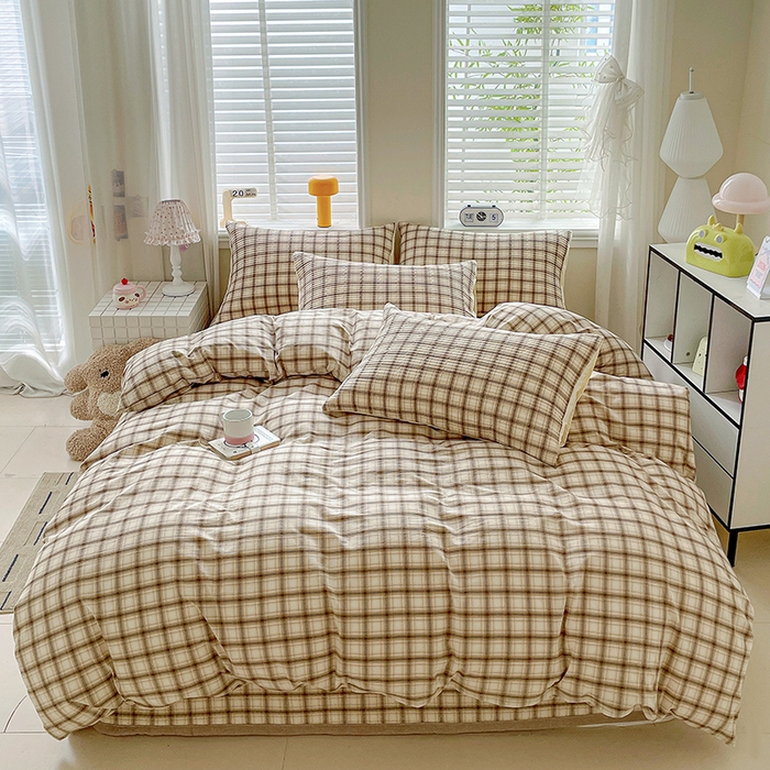 91家纺网 家纺一手货源 找家纺 梦精灵家纺 2026新款全棉床盖单件色织水洗棉绗缝夹棉床单 四季通用榻米防滑学生宿舍单人被套枕套 米兰米