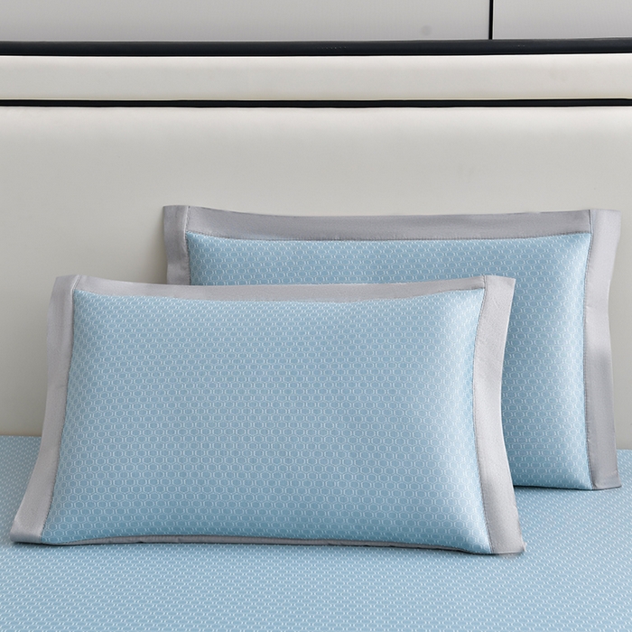 91家纺网 家纺一手货源 找家纺 小牛席业 2026新款小冰块大象凉感冰丝席（床笠款）凉席竹席藤席冰藤席乳胶席豆豆席 蓝色