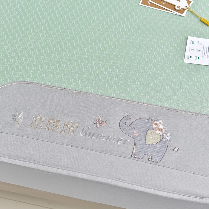 91家纺网 家纺一手货源 找家纺 小牛席业 2026新款小冰块大象凉感冰丝席（床笠款）凉席竹席藤席冰藤席乳胶席豆豆席 绿色