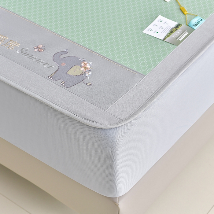 91家纺网 家纺一手货源 找家纺 小牛席业 2026新款小冰块大象凉感冰丝席（床笠款）凉席竹席藤席冰藤席乳胶席豆豆席 绿色