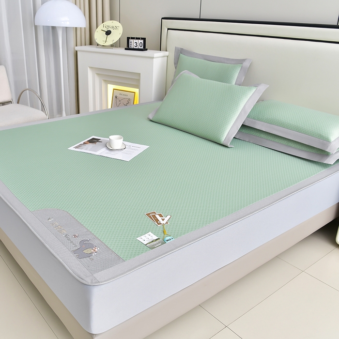 小牛席业 2026新款小冰块大象凉感冰丝席（床笠款）凉席竹席藤席冰藤席乳胶席豆豆席 绿色