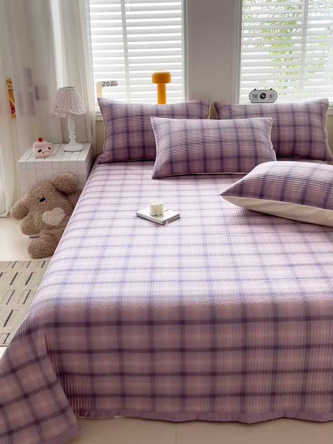 91家纺网 家纺一手货源 找家纺 （总）梦精灵家纺 2026新款全棉床盖单件色织水洗棉绗缝夹棉床单 四季通用榻米防滑学生宿舍单人被套枕套