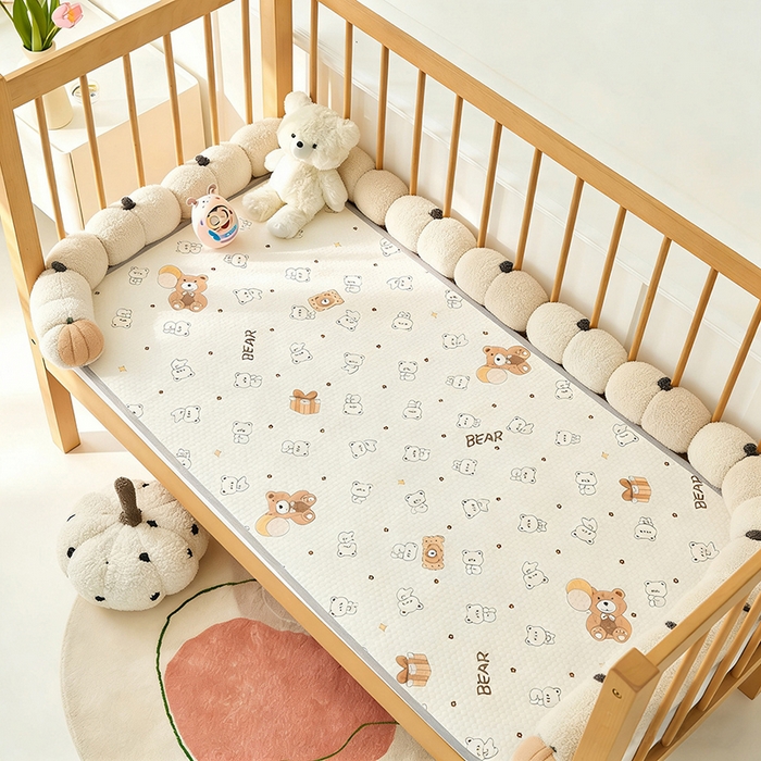 91家纺网 家纺一手货源 找家纺 （总）奇丝雅 2026新款A类母婴级婴儿凉感冰豆豆凉席儿童新生小宝宝床幼儿园床拼接床冰丝席