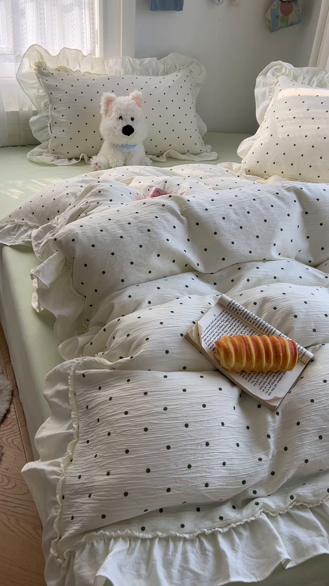 91家纺网 家纺一手货源 找家纺 （总）老K (原美阁） 2026年新款公主花边波点水洗棉四件套