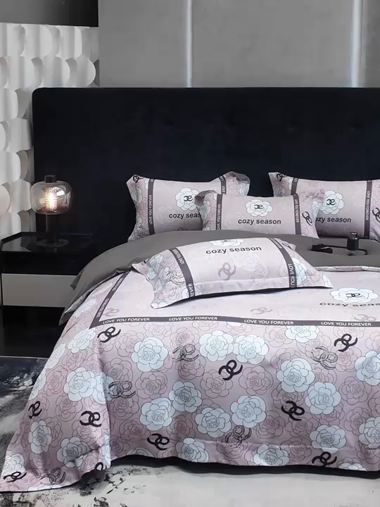 91家纺网 家纺一手货源 找家纺 奥汀洛家纺 2026新款亲肤磨毛数码四件套 彩雅-粉