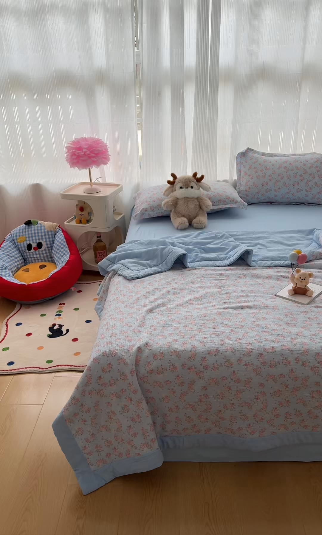 91家纺网 家纺一手货源 找家纺 默忆 2026新款A泡芙双层纱大豆夏被夏凉被空调被夏被四件套 泡芙-花开富贵