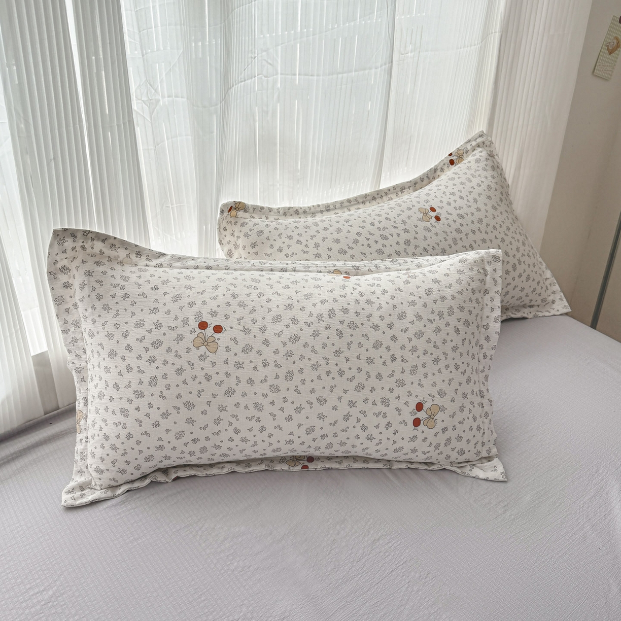 91家纺网 家纺一手货源 找家纺 默忆 2026新款A泡芙双层纱大豆夏被夏凉被空调被夏被四件套 泡芙-红樱桃