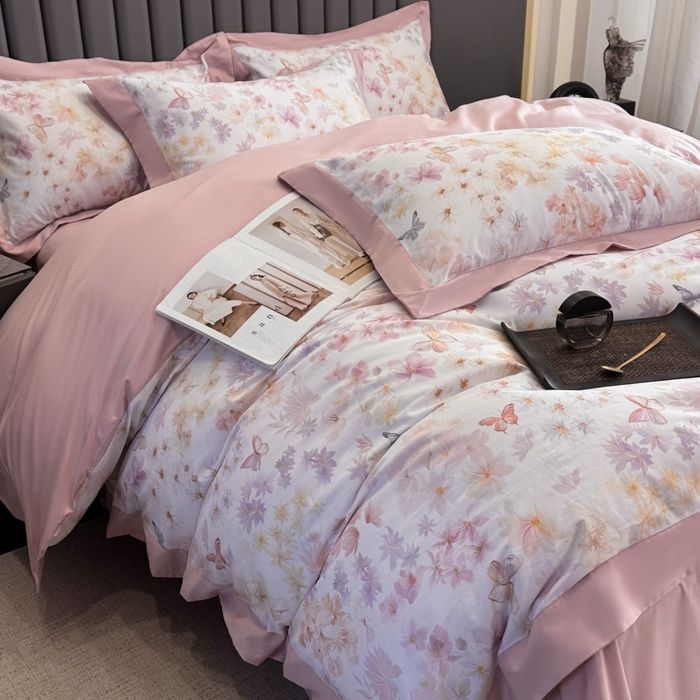 91家纺网 家纺一手货源 找家纺 （总）乐蔻家纺 2026新款宽边数码精梳长绒棉纯棉四件套