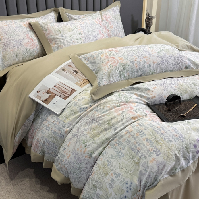 91家纺网 家纺一手货源 找家纺 （总）乐蔻家纺 2026新款宽边数码精梳长绒棉纯棉四件套