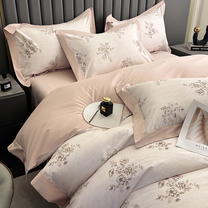 91家纺网 家纺一手货源 找家纺 （总）乐蔻家纺 2026新款宽边数码精梳长绒棉纯棉四件套