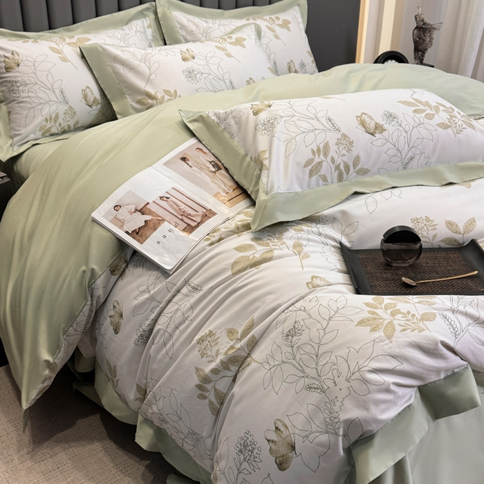 91家纺网 家纺一手货源 找家纺 （总）乐蔻家纺 2026新款宽边数码精梳长绒棉纯棉四件套