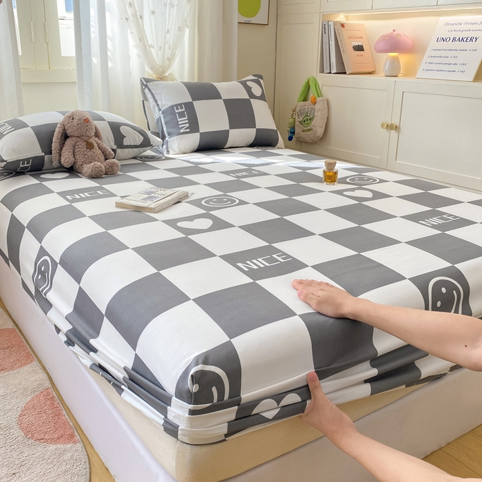 91家纺网 家纺一手货源 找家纺 朵朵家纺 2025新款超柔水洗棉云感印花单床笠床垫保护套床笠（床垫保护套可定制尺寸 ）-场景一 简单时尚