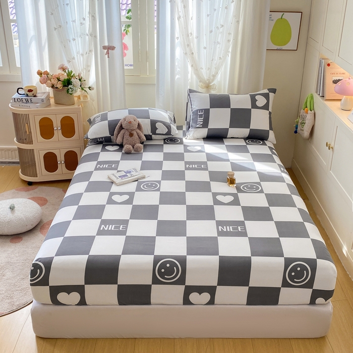 91家纺网 家纺一手货源 找家纺 朵朵家纺 2025新款超柔水洗棉云感印花单床笠床垫保护套床笠（床垫保护套可定制尺寸 ）-场景一 简单时尚