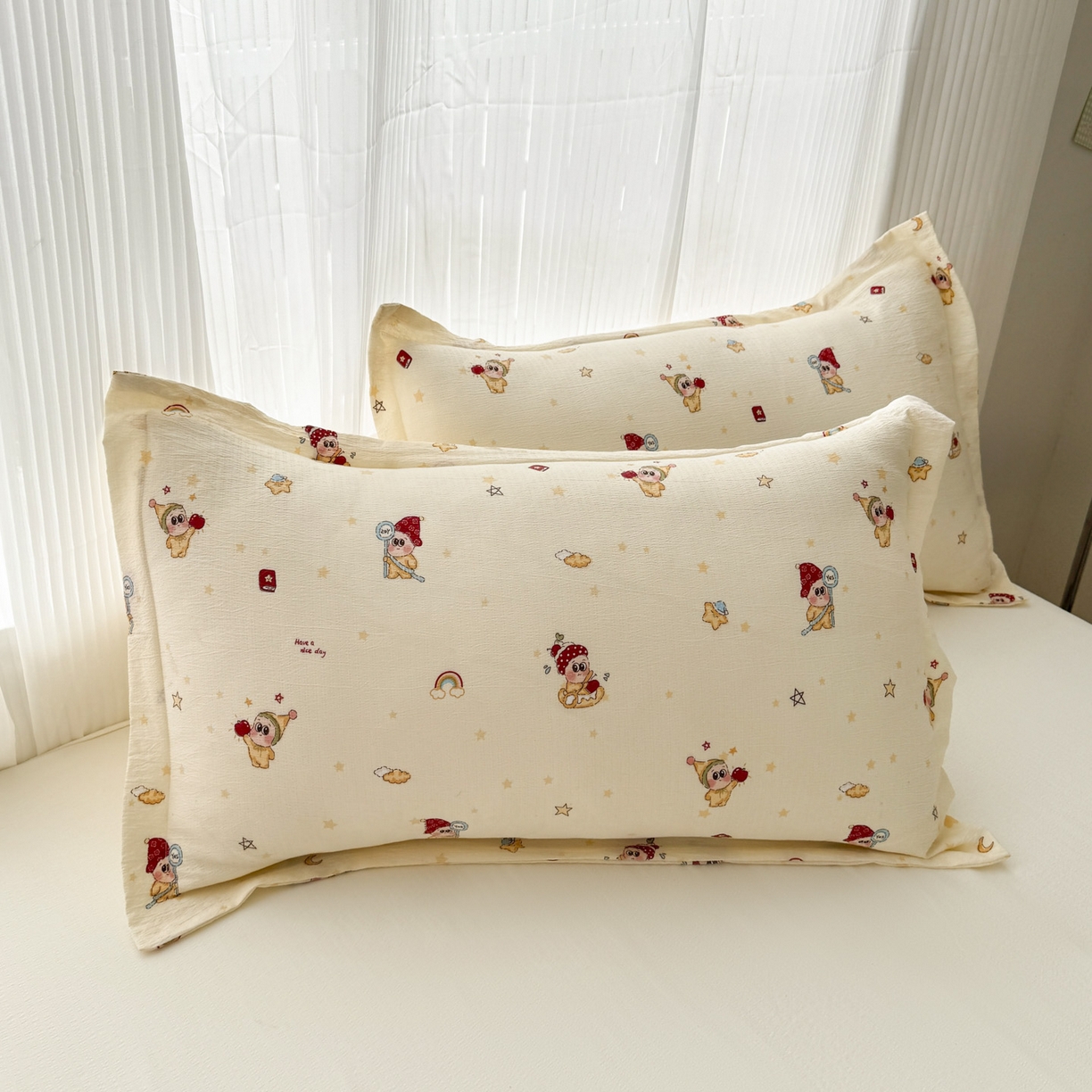 91家纺网 家纺一手货源 找家纺 默忆 2026新款A泡芙双层纱大豆夏被夏凉被空调被夏被四件套 泡芙-魔法星星人