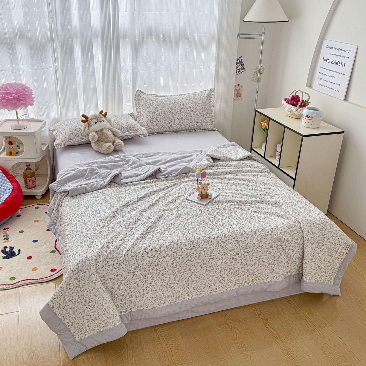 91家纺网 家纺一手货源 找家纺 默忆 2026新款A泡芙双层纱大豆夏被夏凉被空调被夏被四件套 泡芙-莫奈花紫