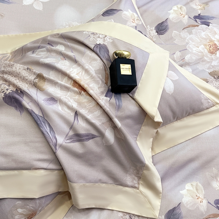 91家纺网 家纺一手货源 找家纺 乐蔻家纺 2026新款宽边数码精梳长绒棉纯棉四件套 净馨 灰