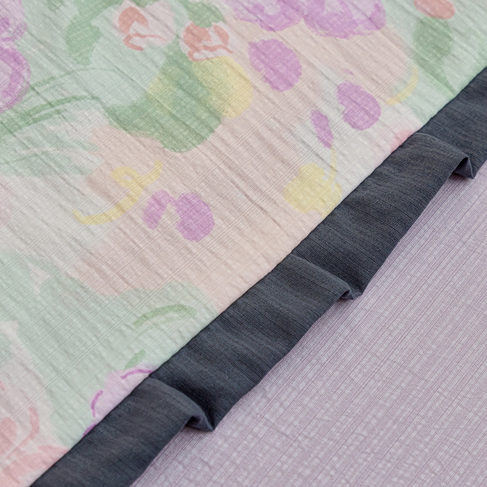 91家纺网 家纺一手货源 找家纺 一比一家纺 2026新款木棉赫本风花边夏被夏凉被空调被 紫韵斑斓