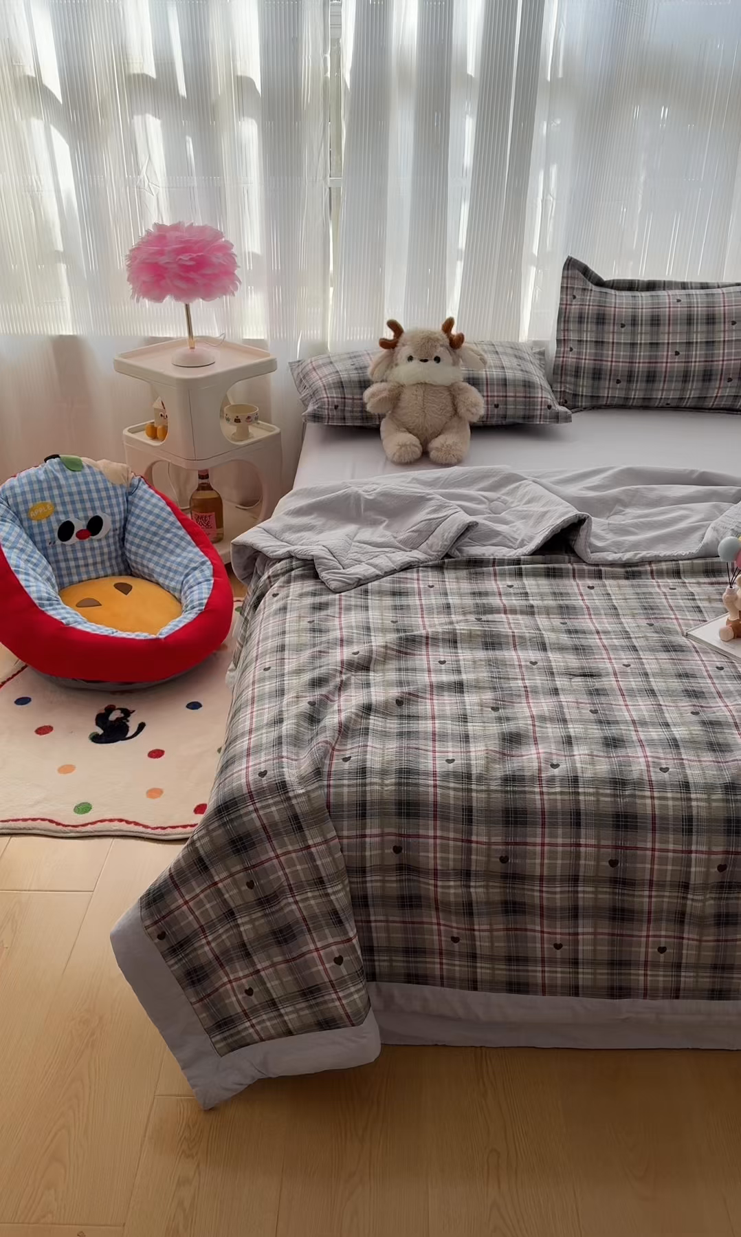 91家纺网 家纺一手货源 找家纺 默忆 2026新款A泡芙双层纱大豆夏被夏凉被空调被夏被四件套 泡芙-心之韵律