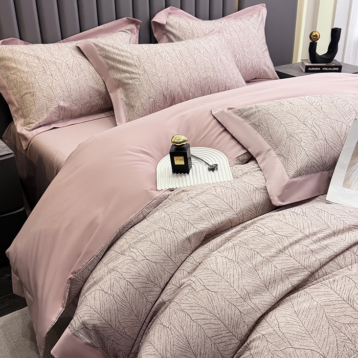 乐蔻家纺 2026新款宽边数码精梳长绒棉纯棉四件套 落叶飘飘  红