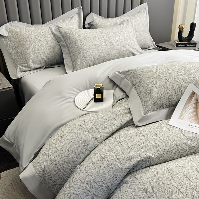 乐蔻家纺 2026新款宽边数码精梳长绒棉纯棉四件套 落叶飘飘  绿