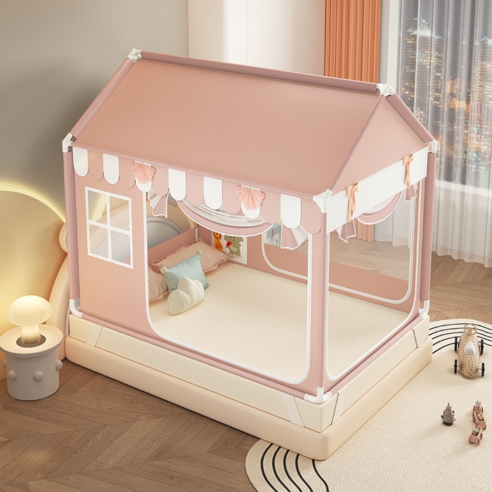 91家纺网 家纺一手货源 找家纺 （总）富莱星蚊帐 2026新款外穿杆小房子款式蚊帐 双丝加厚加密帐纱