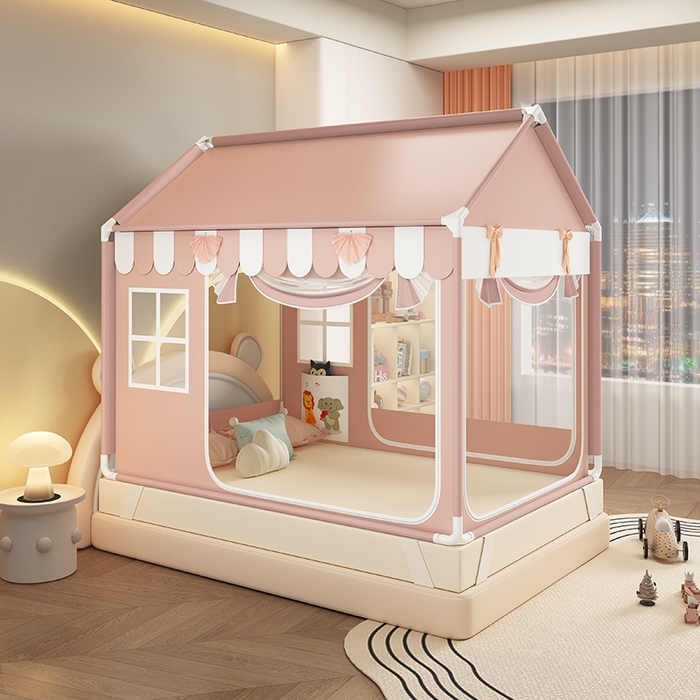 91家纺网 家纺一手货源 找家纺 （总）富莱星蚊帐 2026新款外穿杆小房子款式蚊帐 双丝加厚加密帐纱