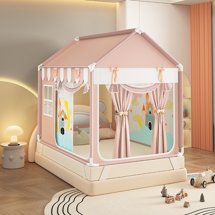 91家纺网 家纺一手货源 找家纺 （总）富莱星蚊帐 2026新款外穿杆小房子款式蚊帐 双丝加厚加密帐纱