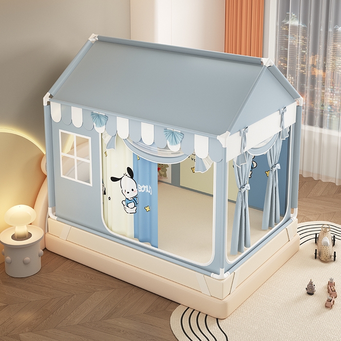 91家纺网 家纺一手货源 找家纺 富莱星蚊帐 2026新款外穿杆小房子款式蚊帐 双丝加厚加密帐纱 小房子-恰恰狗