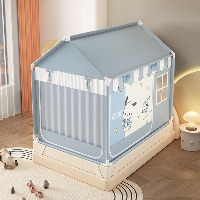 91家纺网 家纺一手货源 找家纺 富莱星蚊帐 2026新款外穿杆小房子款式蚊帐 双丝加厚加密帐纱 小房子-恰恰狗