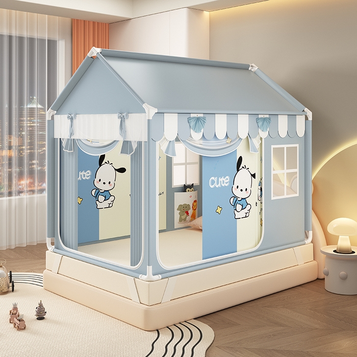 91家纺网 家纺一手货源 找家纺 富莱星蚊帐 2026新款外穿杆小房子款式蚊帐 双丝加厚加密帐纱 小房子-恰恰狗