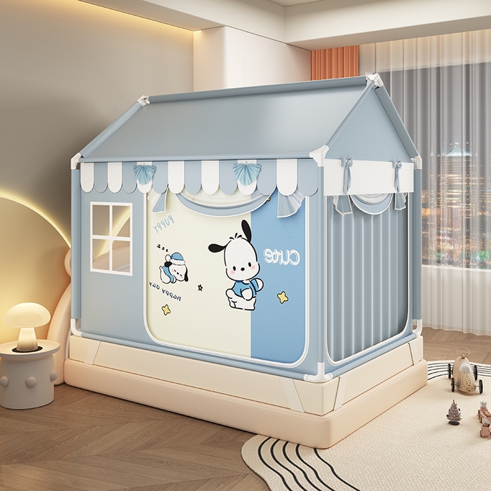 91家纺网 家纺一手货源 找家纺 富莱星蚊帐 2026新款外穿杆小房子款式蚊帐 双丝加厚加密帐纱 小房子-恰恰狗