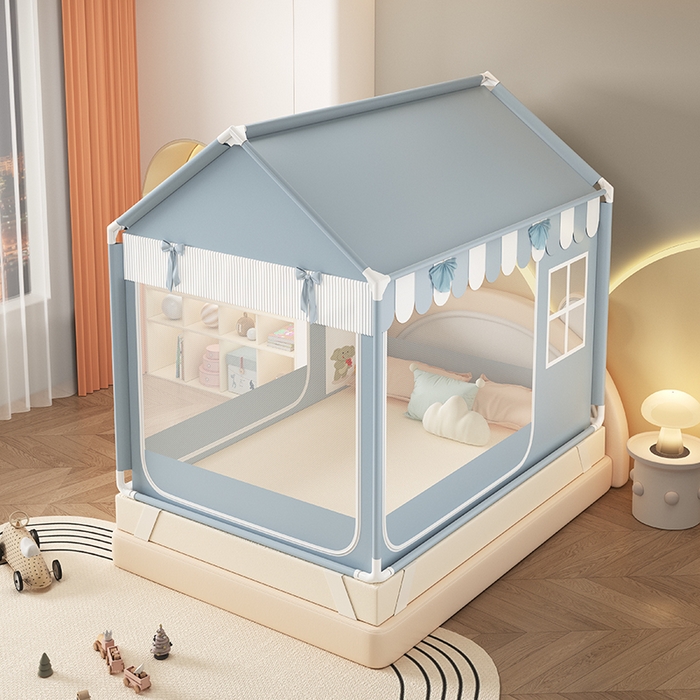 91家纺网 家纺一手货源 找家纺 富莱星蚊帐 2026新款外穿杆小房子款式蚊帐 双丝加厚加密帐纱 小房子-恰恰狗