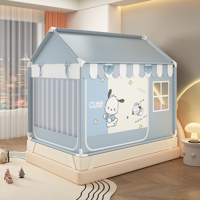 91家纺网 家纺一手货源 找家纺 富莱星蚊帐 2026新款外穿杆小房子款式蚊帐 双丝加厚加密帐纱 小房子-恰恰狗