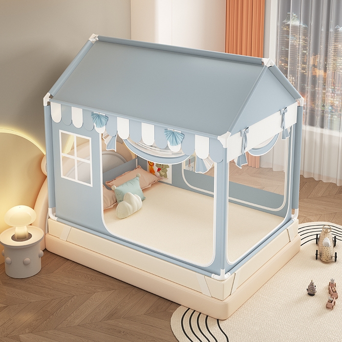 91家纺网 家纺一手货源 找家纺 富莱星蚊帐 2026新款外穿杆小房子款式蚊帐 双丝加厚加密帐纱 小房子-恰恰狗