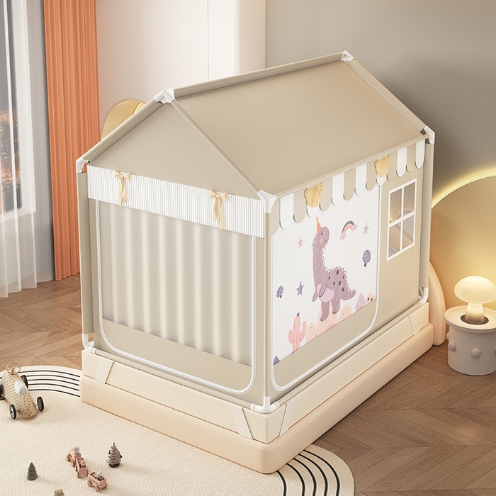 91家纺网 家纺一手货源 找家纺 富莱星蚊帐 2026新款外穿杆小房子款式蚊帐 双丝加厚加密帐纱 小房子-恐龙乐园