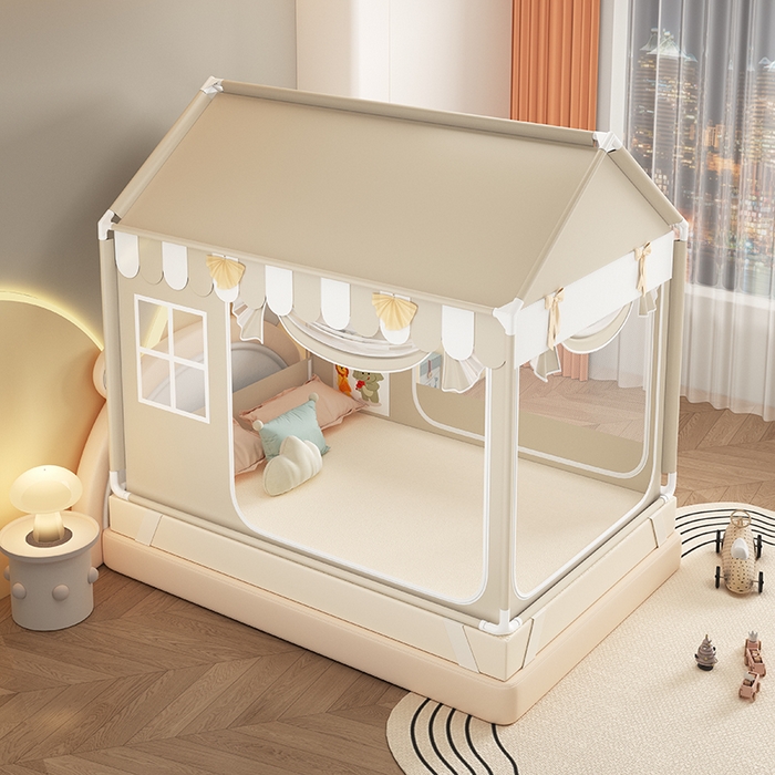 91家纺网 家纺一手货源 找家纺 富莱星蚊帐 2026新款外穿杆小房子款式蚊帐 双丝加厚加密帐纱 小房子-恐龙乐园