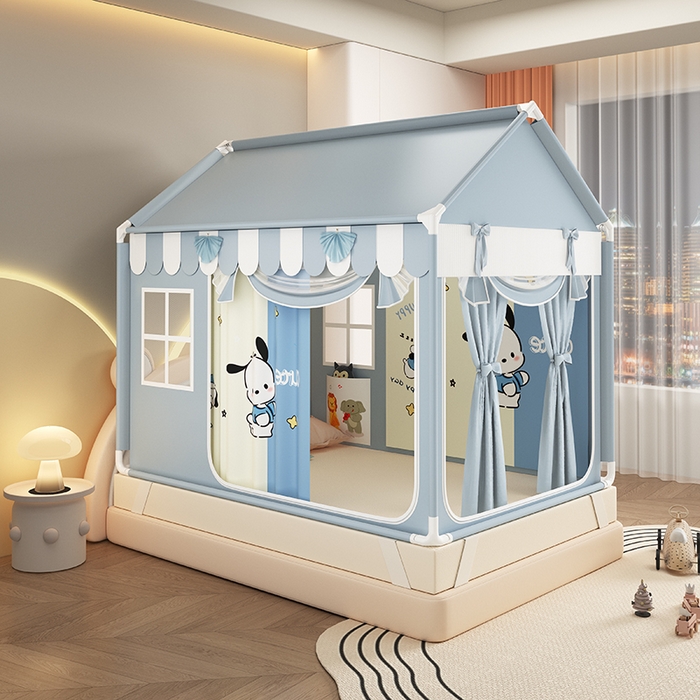 91家纺网 家纺一手货源 找家纺 富莱星蚊帐 2026新款外穿杆小房子款式蚊帐 双丝加厚加密帐纱 小房子-恰恰狗