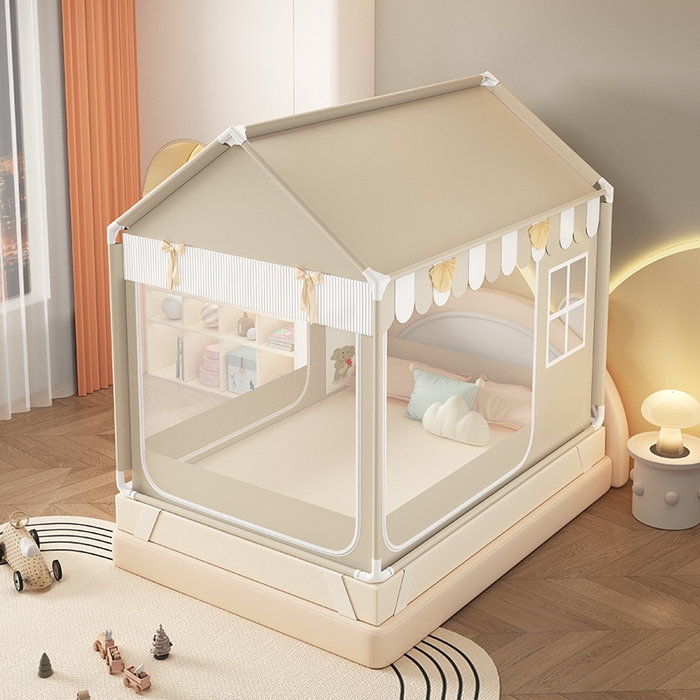 91家纺网 家纺一手货源 找家纺 富莱星蚊帐 2026新款外穿杆小房子款式蚊帐 双丝加厚加密帐纱 小房子-恐龙乐园